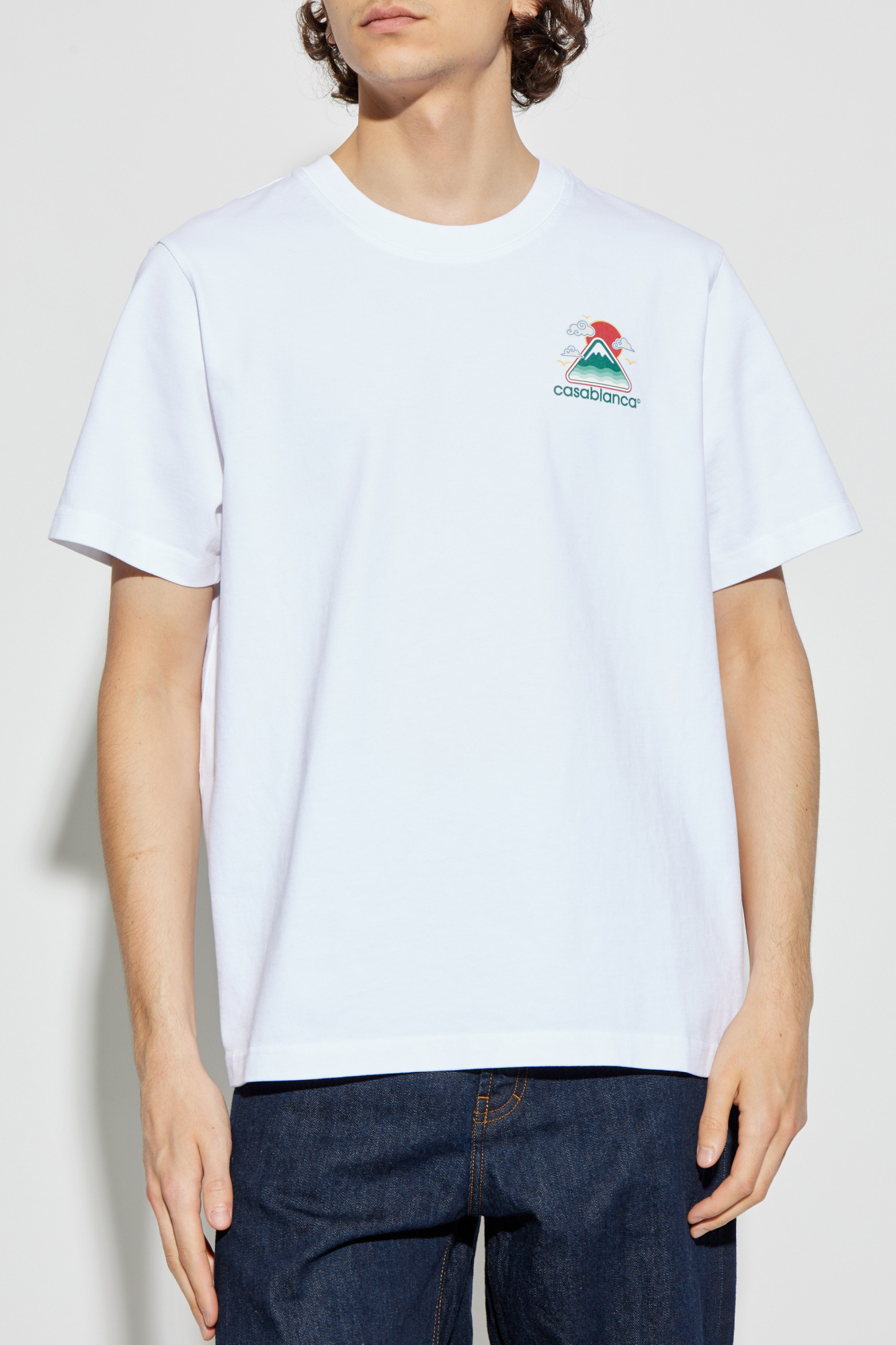Tシャツ・カットソー CASABLANCA COTTON T-SHIRT WITH CASABLANCA MONTAGNE PRINT CASABLANCA Montagne logo-print cotton T-shirt | Harvey Nichols